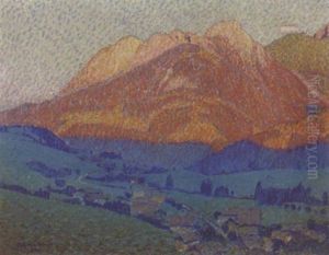 Sommerliche Landschaft Bei Chateau-d'oex by Theodore Delachaux