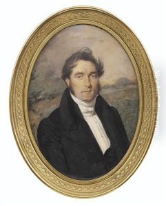 Portrait D'homme Dans Un Paysage by Jean Edme Pascal Martin Delacluze