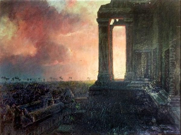 Angkor Vat, Portique Au Coucher - view 1