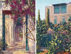 L'entree De La Midah Du Belvedere- L'entree D'un Jardin A Sidi-bou-saidthe (2 Works) by Andre Delacroix