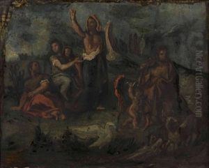 Orphee Et Caton D'utique, Esquisses Pour La Coupole De La Bibliotheque Du Senat by Eugene Delacroix