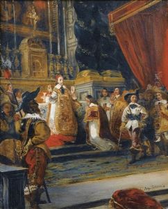 Le Cardinal De Richelieu Disant La Messe Dans La Chapelle Du Palais Royal by Eugene Delacroix