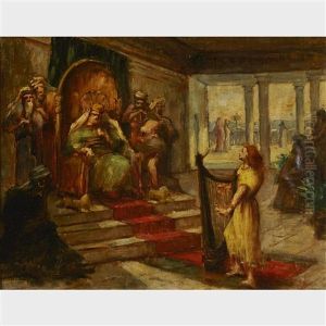 David Playing The Harp For Saul (study) by Eugene Delacroix