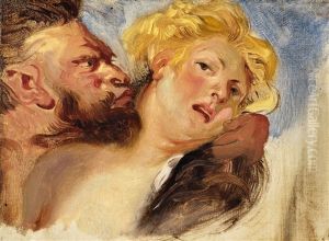 Satyr And Nymph (after Peter Paul Rubens) by Eugene Delacroix