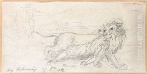 Etude Pour Une Chasse Au Lion (study) by Eugene Delacroix