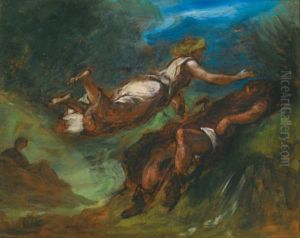 Hesiode Et La Muse by Eugene Delacroix