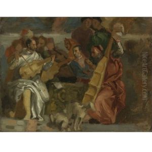 Musicians, A Detail From The Marriage At Cana (after Veronese) by Eugene Delacroix