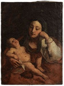 Mother And Child (study) by Eugene Delacroix
