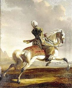 Orientalist Stallion And Rider by Eugene Delacroix