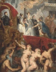 The Arrival Of Maria In Marsiglia (after Rubens) by Eugene Delacroix