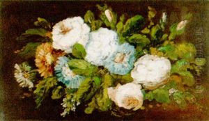 Stillleben Mit Astern Und Rosen by Eugene Delacroix