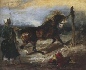 Soldat Oriental Et Pur-sang by Eugene Delacroix