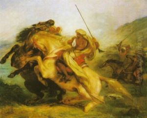 Choc De Cavaliers Arabes by Eugene Delacroix