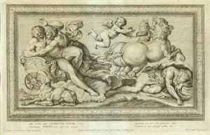 Semifero Tritone Venus Dea Vecta Per Altum; Axe Trahit Roseo Cephalum Titone Relicto by Pietro Aquila