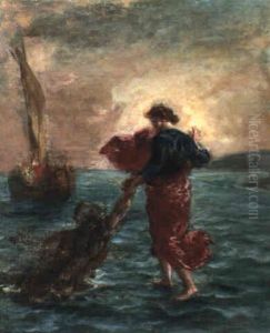 Christus Schreitet Uber Das Wasser by Eugene Delacroix