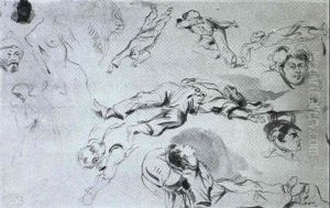 Etude Pour La Liberte Sur Les Barricades by Eugene Delacroix