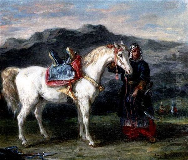 'circassian' Holding A Horse By Its Bridle - view 1