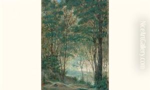 Pecheur En Sous-bois by Henry Eugene Delacroix