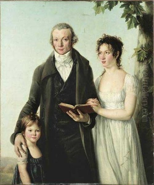 Portrait D'alexandre-marie Lenoir, Archeologue Et Conservateur Du Musee Des Monuments Francais, Avec Sa Femme Adelaide Binart Et Leur Fille - view 1