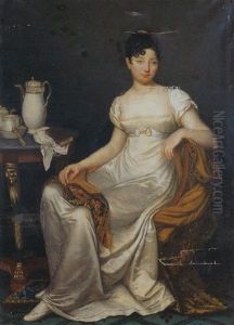 Femme De Cour Prenant Le The by Pierre-Maximilien Delafontaine