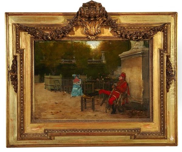 Hussard Et Elegante Au Jardin Du Luxembourg, Paris - view 1