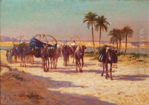 Caravane Sur Les Bords De L'oued Bayech, Le Soir A Gafsa