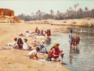 Les Lavandieres Au Bord De L'oued