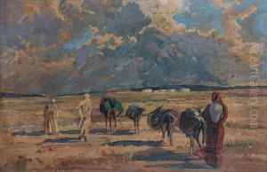 Famille Se Rendant Au Marche by Alexis Auguste Delahogue