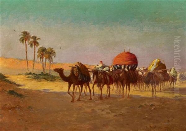 Kamelkarawane In Der Tunesischen Wuste Bei Gafsa - view 1