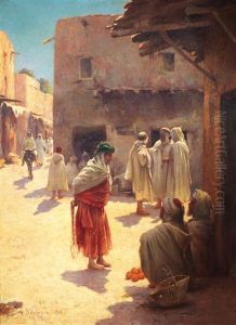 Conversation Dans Une Rue De Tolga by Alexis Auguste Delahogue