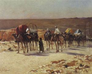 L'arrivee De La Caravane by Alexis Auguste Delahogue