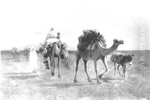 Famille En Deplacement Dans Le Desert - view 1