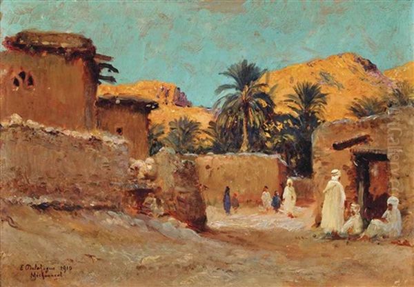 Arab Figures Resting Before A Mountainous Backdrop, Algeria - view 1