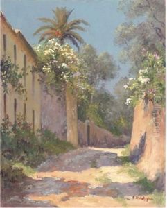 View Of The Cote D'azur, France (+ 2 Others, Similar; 3 Works) by Eugene Jules Delahogue