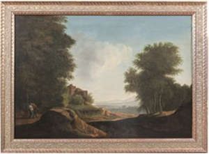 Wooded Landscape With Figure In Foreground by Solomon Delane
