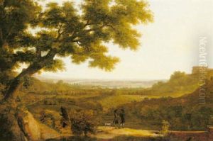Landscape With Gentlemen In Teh Foreground, View Of Rome Beyond by Solomon Delane