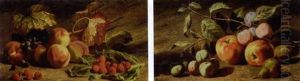 Apples, Plums And Pears In A Landscape