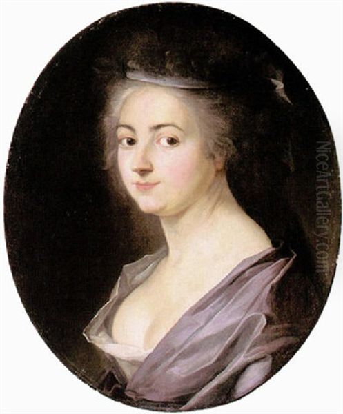 Portrait Of A Lady Wearing A Purple Shawl - view 1