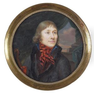 Bildnis Des Jean Nicolas Corvisart, Privatarzt Napoleons, Mit Rotem Halstuch Und Einer Geige Unterm Arm, Vor Landschaftshintergrund