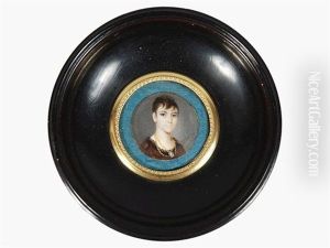 Portrait De Jeune Fille En Robe De Soie Brune Bordee De Gaze Noire Et Portant Un Sauttoir En Or A Double-chaine Retenant Un Camee