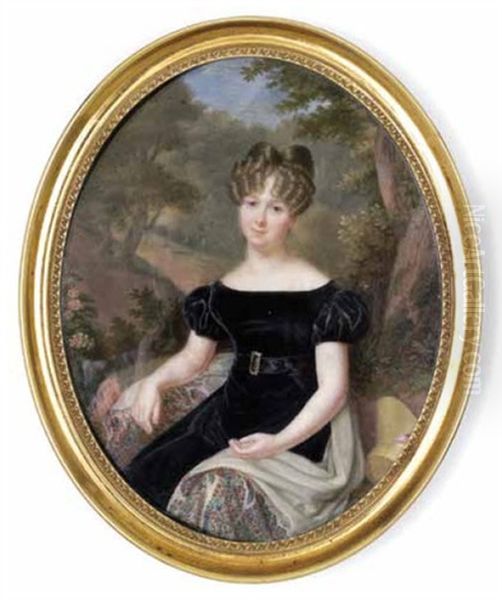 Eine Junge Dame Im Schwarzen Samtkleid - view 1