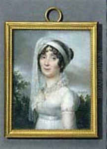 Portrait De Femme A La Robe Et Au Turban De Tulle Blanc