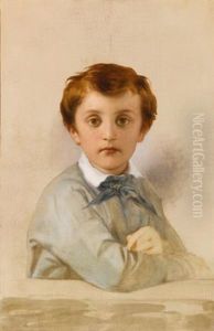 Portrait Of Philippe-gregoire Delaroche, Son Of The Artist, Half Length, Leaning On A Ledge by Paul Delaroche
