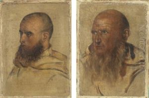 Deux Tetes De Moines Camaldules (dom Vincenzo Frilli Et Dom Romualdo Giani) (pair)