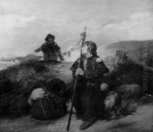 Deux Pelerins Sur La Route De Saint Jacques De Compostelle by Paul Delaroche