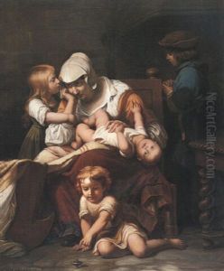 Jeune Mere Et Ses Enfants by Paul Delaroche
