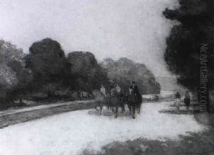 Promenade A Cheval Dans Le Bois by Angele Delasalle