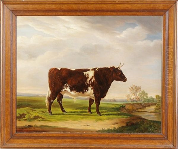 General James Wadsworth, Genesee Valley, Prized Steer In Genesee River Landscape - view 1