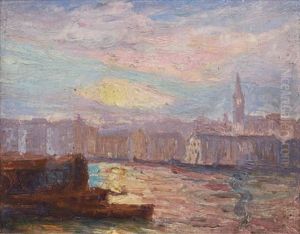Le Port De Rouen Au Coucher Du Soleil