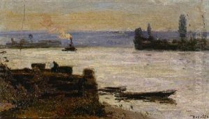 Bord De Seine Pres De Rouen, La Cale De Petit-couronne by Joseph Delattre